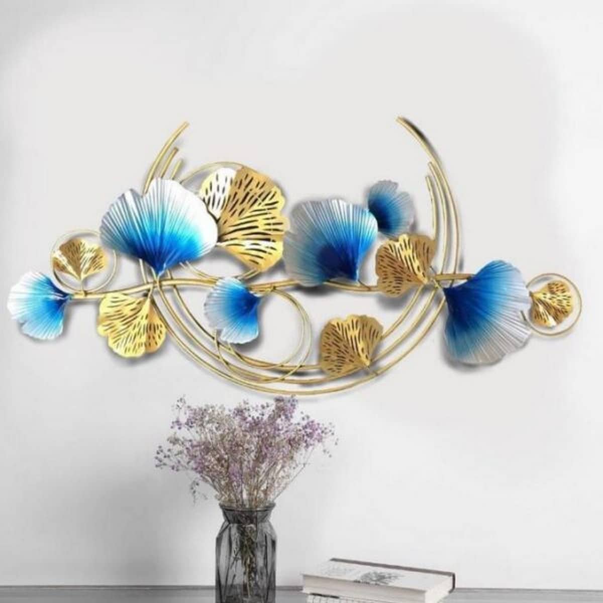 Golden Blue Iris Flower Decorative Item for Wall